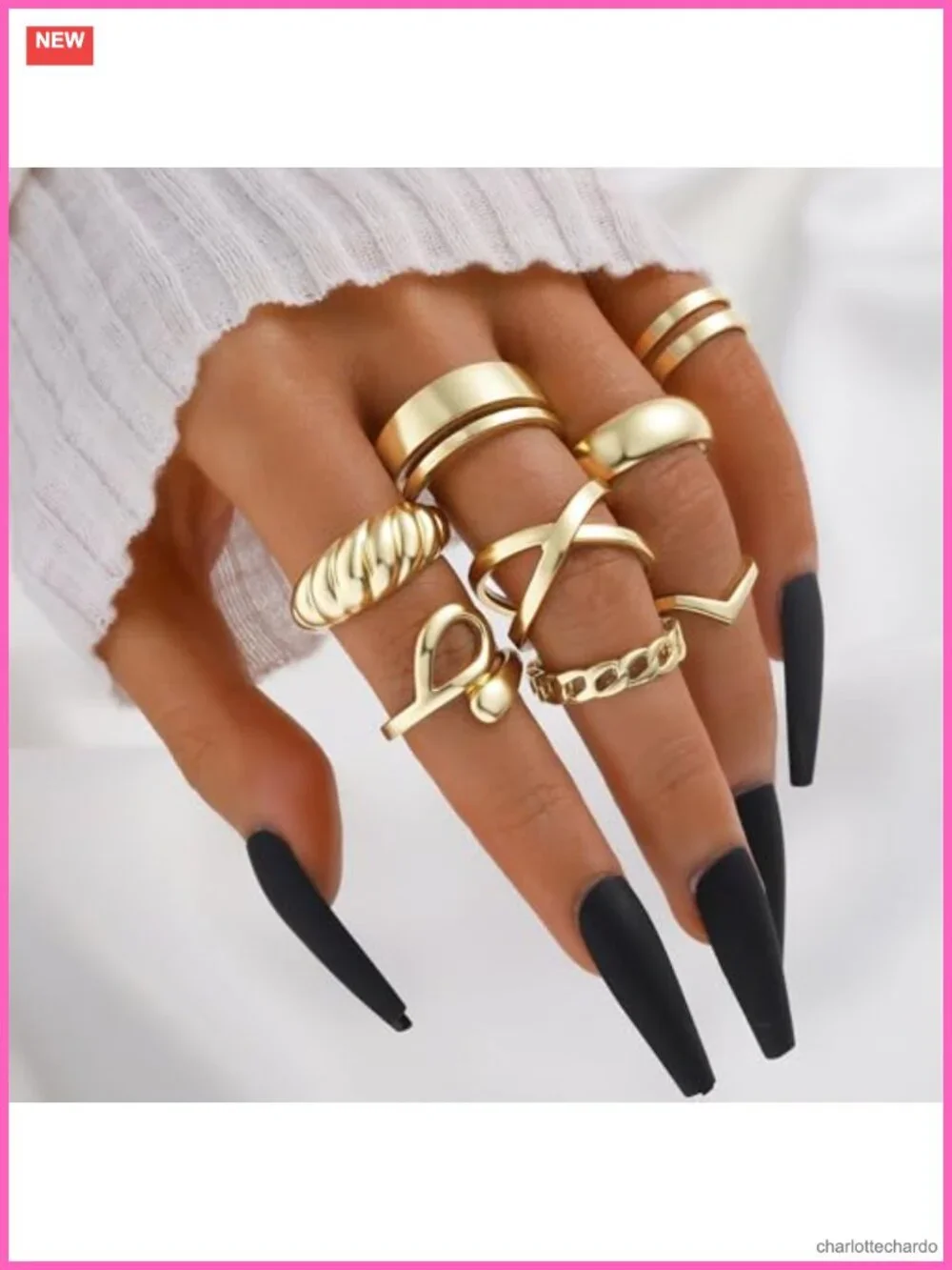25 Piece Gold Knuckle Rings Set Stackable Chunky Midi Ring Pack